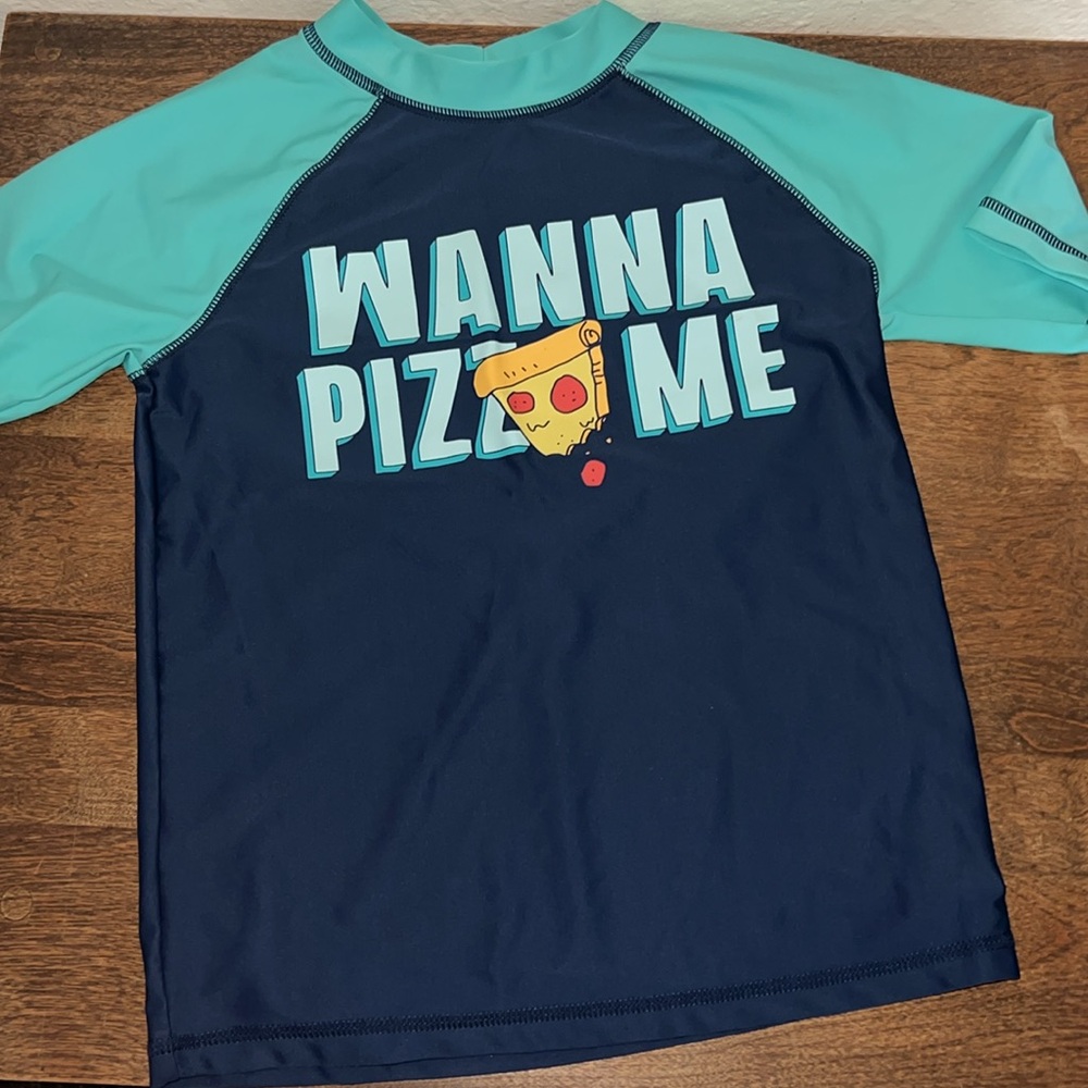 Carter's 6 swimsuit trunks Rashguard Set pizza sharks - Picture 2 of 6